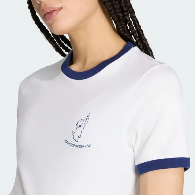 【adidas 愛迪達】Animal Pop T 女 T恤 運動上衣 休閒短袖 白 亞版 動物印花(KT2777)