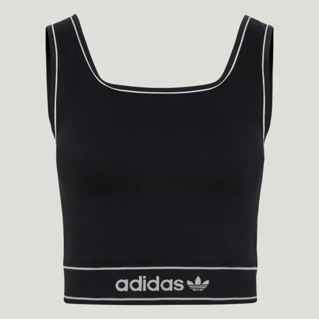 【adidas 愛迪達】背心 女 慢跑 WAISTBAND TANK 黑 LF4590