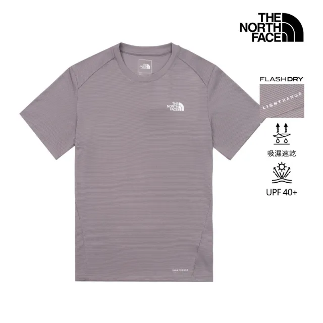 【The North Face】北面男款灰色LIGHTRANGE速乾防曬短袖T恤｜83TOG7O