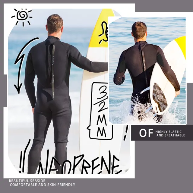 【SWIMFLOW】成人 ZCCO 專業連體潛水衣(潛水服 UPF50 3mm加厚 連身長袖潛水服 浮潛衣 衝浪 泳衣)