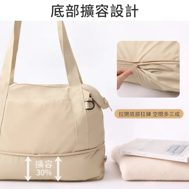 【UNIQE】62L高質感超大容量擴展旅行袋 耐磨材質出國摺疊登機行李袋 托運寬拉桿包 折疊收納