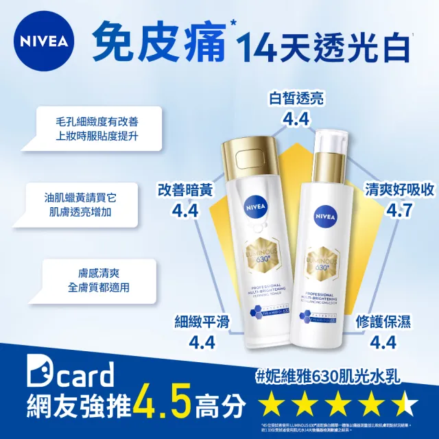 【NIVEA 妮維雅】630肌光三酸煥膚精華水/肌光透白修護精華乳(美白/淡斑)