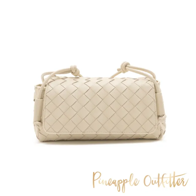 【Pineapple Outfitter】法式經典手工編織真皮兩用小方包(白色)