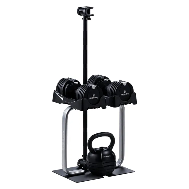 【BYZOOM FITNESS】Pure Series12.5KG(27.5LB) 可調式啞鈴*2+(30LB) 可調式壺鈴+啞鈴專用架+ 專用槓鈴桿