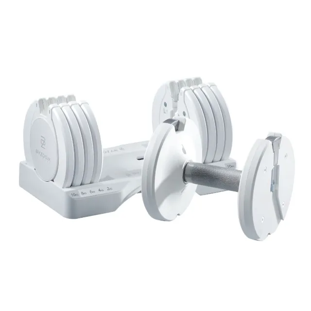 【BYZOOM FITNESS】Pure Series可調式啞鈴22lb/約10kg 雙入+專用啞鈴架(黑/白二色)