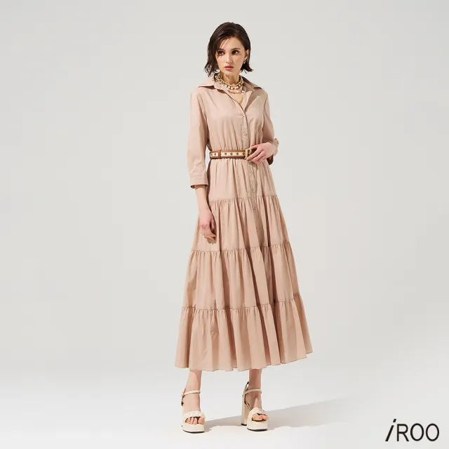 【iROO】奶油色蛋糕裙洋裝