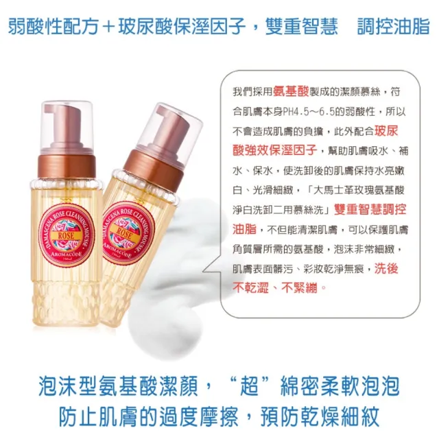 【ARWIN 雅聞】大馬士革玫瑰氨基酸淨白洗卸二用慕絲4入組(250ml)