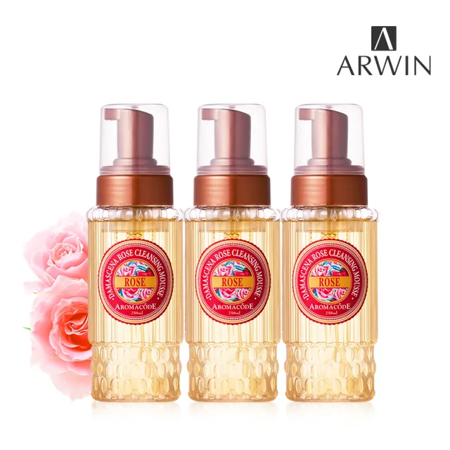 【ARWIN 雅聞】大馬士革玫瑰氨基酸淨白洗卸二用慕絲 250ml(3入組)