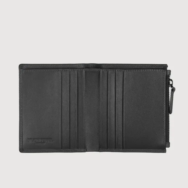 【BRAUN BUFFEL 德國小金牛】HOMME-ZW 6卡直立拉鍊零錢袋短夾-多色任選(BF599-325-BK/NY) 錢包送禮推薦