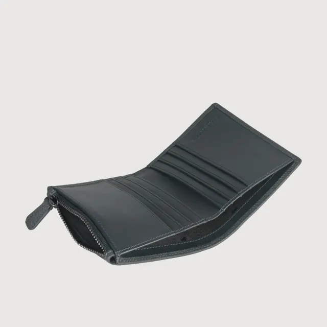 【BRAUN BUFFEL 德國小金牛】HOMME-ZW 6卡直立拉鍊零錢袋短夾-多色任選(BF599-325-BK/NY) 錢包送禮推薦