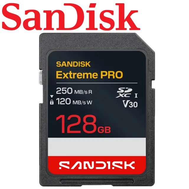 【SanDisk 晟碟】128GB 250MB/s Extreme PRO SDXC SD UHS-I V30 U3 記憶卡(平輸)