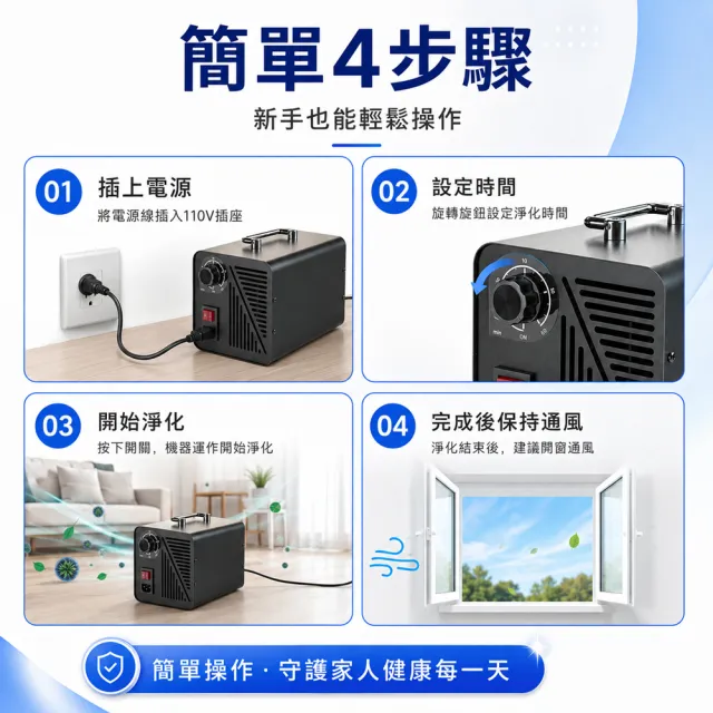HOMI 好米居家 臭氧發生器 空氣除味機 60g臭氧消毒機 空間淨化除臭機 居家寵物廁所除味 除甲醛異味機