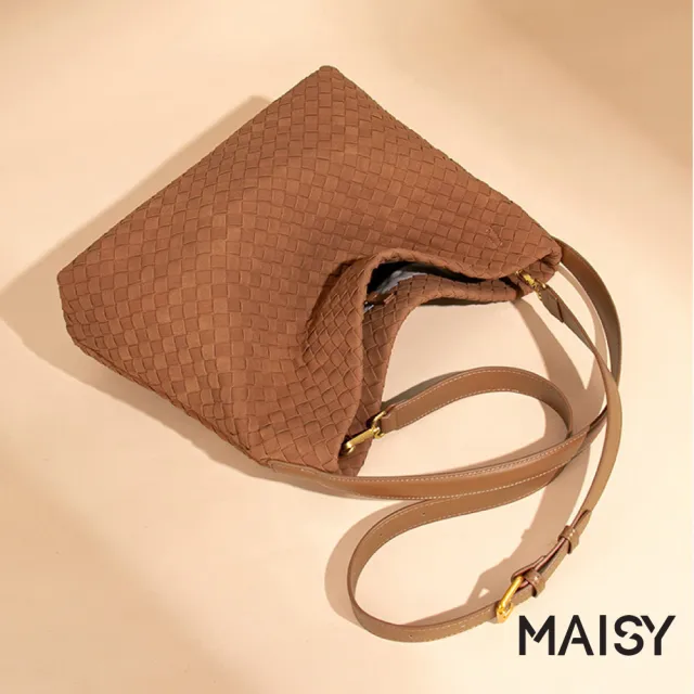 【MAISY】復古百搭質感麂皮手提包 斜背包 腋下包(松茶色 / 棕色 / 巧克力)
