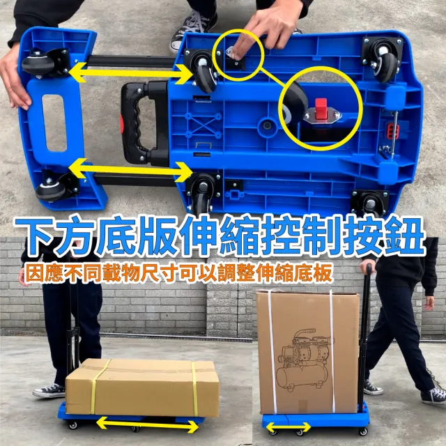【Japan Star 日本星】靜止載重200公斤 六輪折疊式雙角度手推車(推拉兩用 推把可固定)
