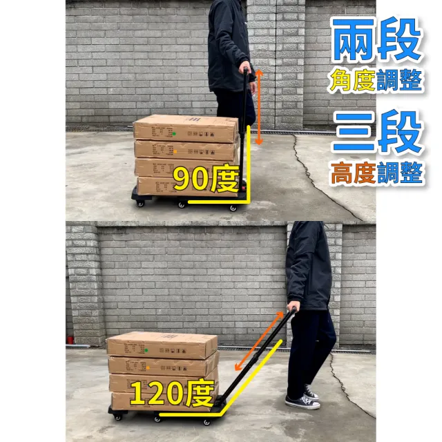 【Japan Star 日本星】靜止載重200公斤 六輪折疊式雙角度手推車(推拉兩用 推把可固定)