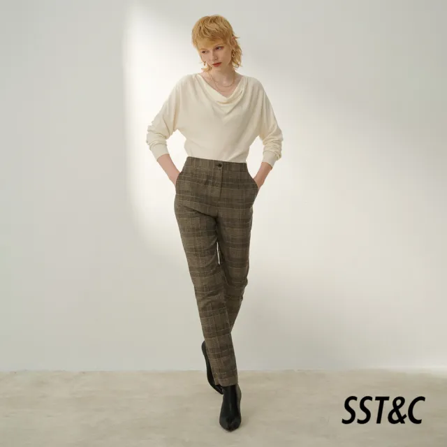 【SST&C】女裝 棕色格紋西裝褲7262310003(換季65折)