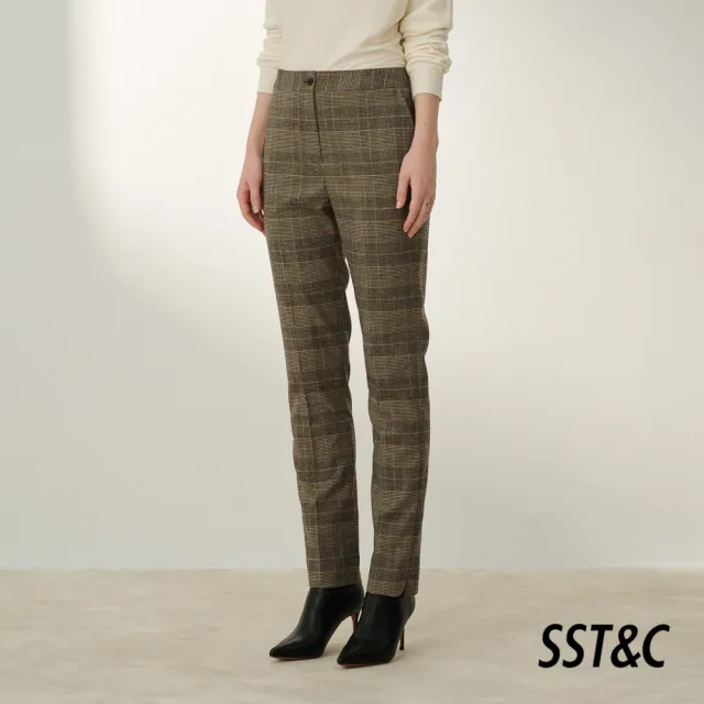 【SST&C】女裝 棕色格紋西裝褲7262310003(換季65折)