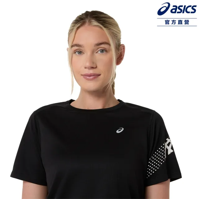 【asics 亞瑟士】ICON 短袖上衣 女款 海外版 跑步上衣 2012D363-001