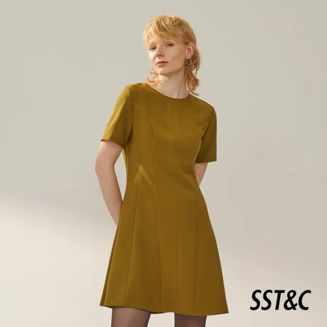 【SST&C】女裝 橄欖綠圓領修身收腰洋裝8562310005(換季55折)