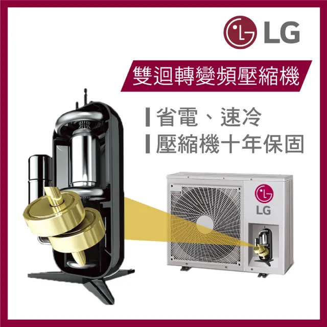 【LG 樂金】3-5坪極效2.0冷暖 WiFi雙迴轉冷暖變頻2.8kW分離式空調(LSU28DST+LSN28DST)