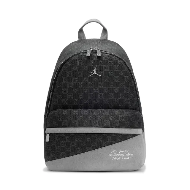 【NIKE 耐吉】後背包 Jordan Monogram 13吋筆電包 黑 滿版 皮革 JD2633007AD-002