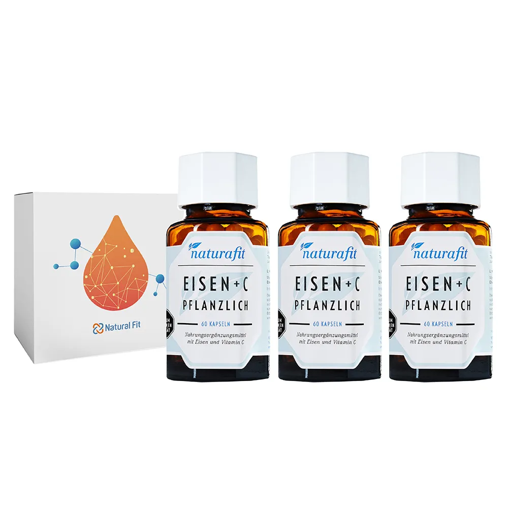 【德國 Natural Fit 活粒適】植物萃取含鐵&維生素C膠囊 三入組 60粒/入(素食 咖哩葉萃取植物鐵 補鐵)