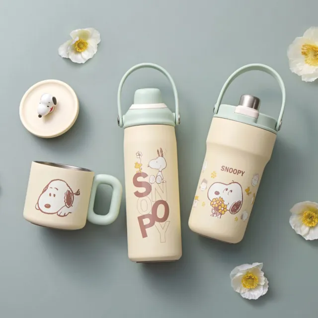 【CorelleBrands 康寧餐具】Snapware SNOOPY保溫馬克杯360ml+手提運動瓶600ml-多款任選