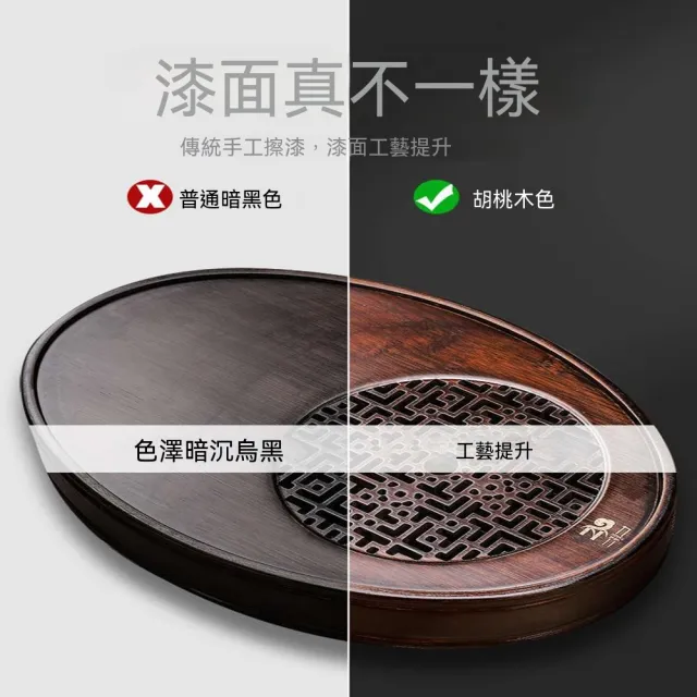 家用小型竹製實木茶盤 圓形瀝水儲水茶海 辦公室功夫茶具專用簡約承盤會客泡茶乾泡器具