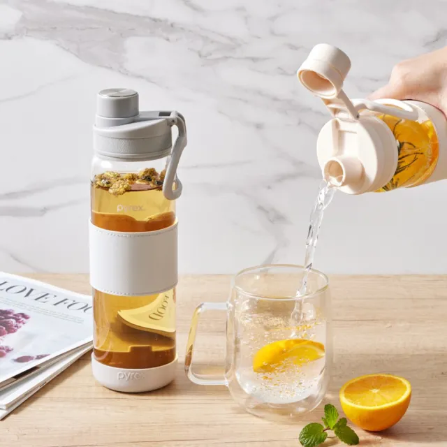 【CorelleBrands 康寧餐具】2入組 PYREX Claro直飲便攜耐熱玻璃水瓶920ml(920mlx2)