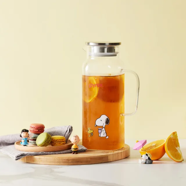 【CorelleBrands 康寧餐具】PYREX SNOOPY耐熱玻璃水壺1壺2杯組(一壺二杯/冷水壺)-兩款任選