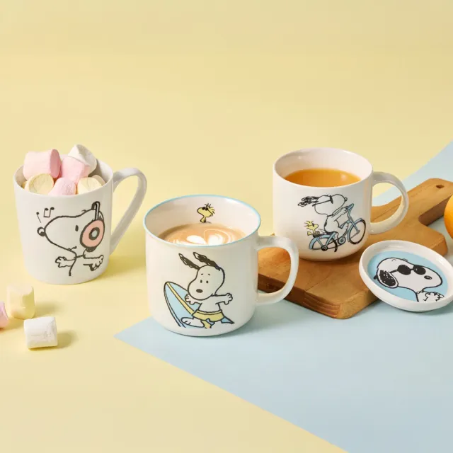 【CorelleBrands 康寧餐具】CORNINGWARE SNOOPY附蓋馬克杯450ml