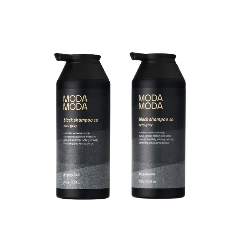 【MODA MODA】ZERO GRAY黑色洗髮精300gx2入組(遮白髮/賦活喚黑/黑髮素/白髮補色/白髮染)