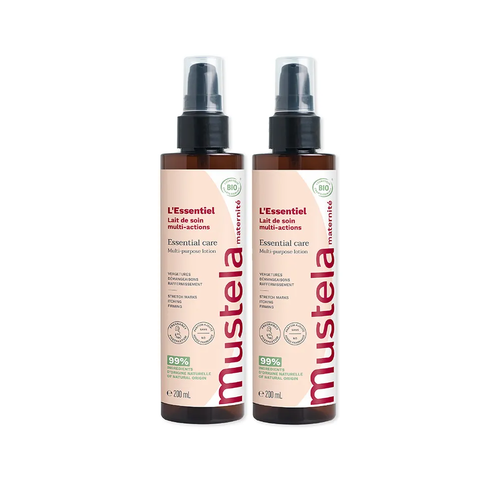 【Mustela 慕之恬廊】慕之孕 有機撫紋緊緻菁華乳200mlX2入(無香 歐盟ECOCERT+法國BIO認證)