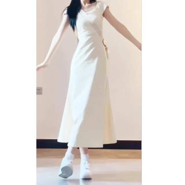 【橘魔法】簡約小包袖圓領抓皺洋裝 大人 大童 少女 洋裝 連身裙 裙子 西餐禮儀 婚禮穿搭 喜酒 婚宴