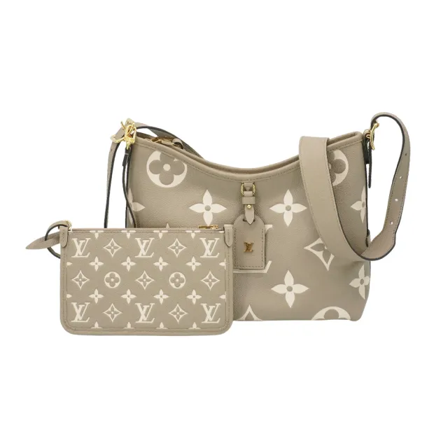 【Louis Vuitton 路易威登】展示品 CarryAll PM 壓花牛皮肩背包(M47180-斑鳩灰)