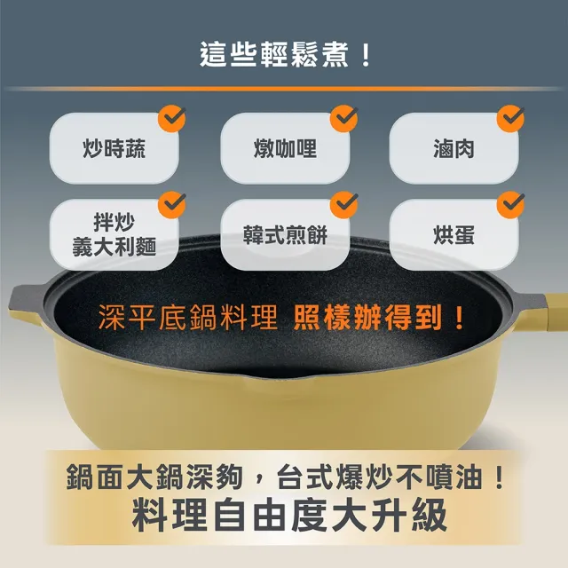 【WOKY 沃廚】哈哈鍋3.0 不沾深煎鍋26cm (含玻璃鍋蓋)