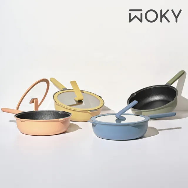 【WOKY 沃廚】哈哈鍋3.0 不沾深煎鍋26cm (含玻璃鍋蓋)