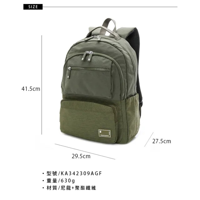 【金安德森】Macchiato 多隔層實用後背包(軍綠)
