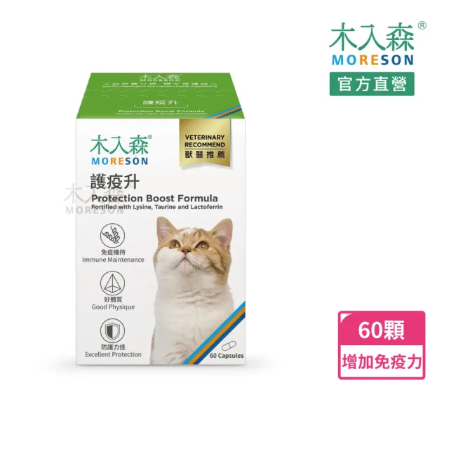 【MORESON 木入森】貓咪護疫升 60顆(貓咪免疫力保健食品 離胺酸 牛磺酸 蝦紅素 適合老貓 挑食貓)
