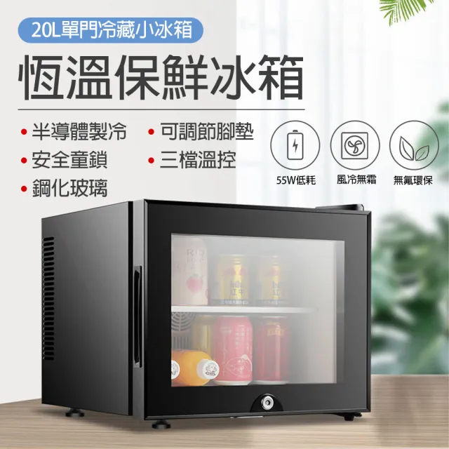 【LADUTA 拉布塔】20L小冰箱 半導體節能冷藏 雙層鋼化玻璃門 低噪28dB 宿舍辦公桌面 省電小冰櫃 (含安全鎖)