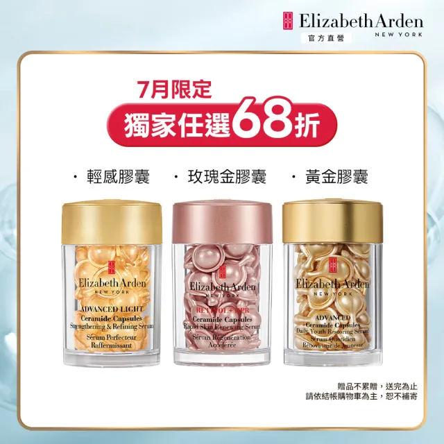 【伊麗莎白雅頓】官方直營 超A醇玫瑰金抗痕/黃金潤澤/輕感平衡 膠囊精華30顆 任選2入