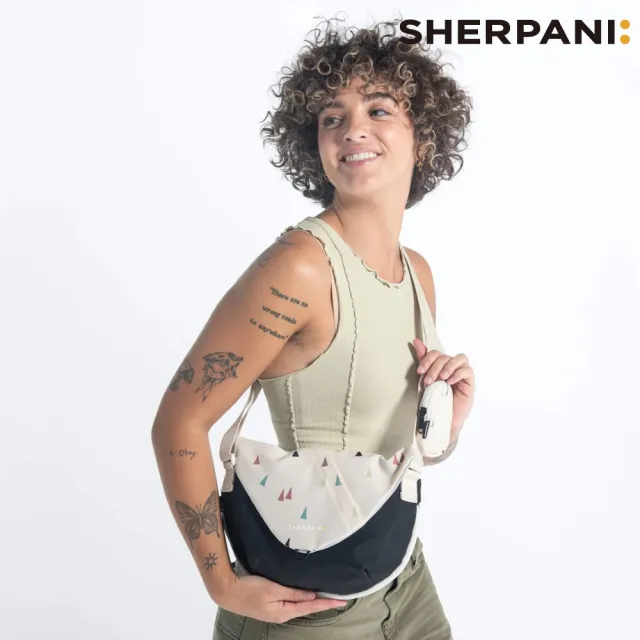 【Sherpani】雙11 RFID 防潑水多功能郵差包 26I Milli 2L｜印花米-黑 (RFID屏蔽 撥水 附零錢包)