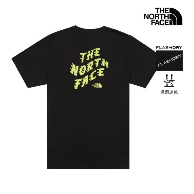 【The North Face】北面男款黑色FLASHDRY速乾短袖T恤｜8G7UJK3 排汗衫