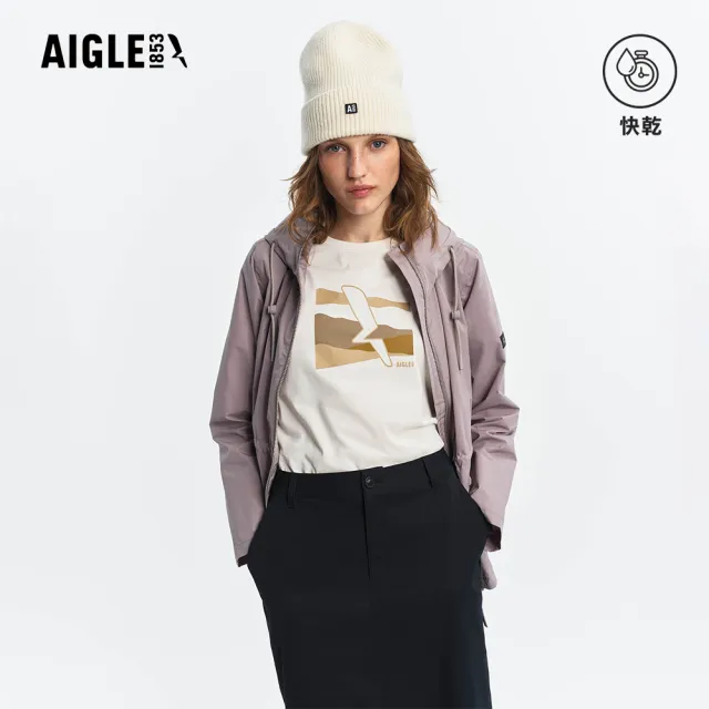 【AIGLE】女 快乾抗菌短袖T恤｜AG-5A255A131 米白(女 T恤 短袖上衣 抗菌抑臭 吸濕快乾 有機棉)