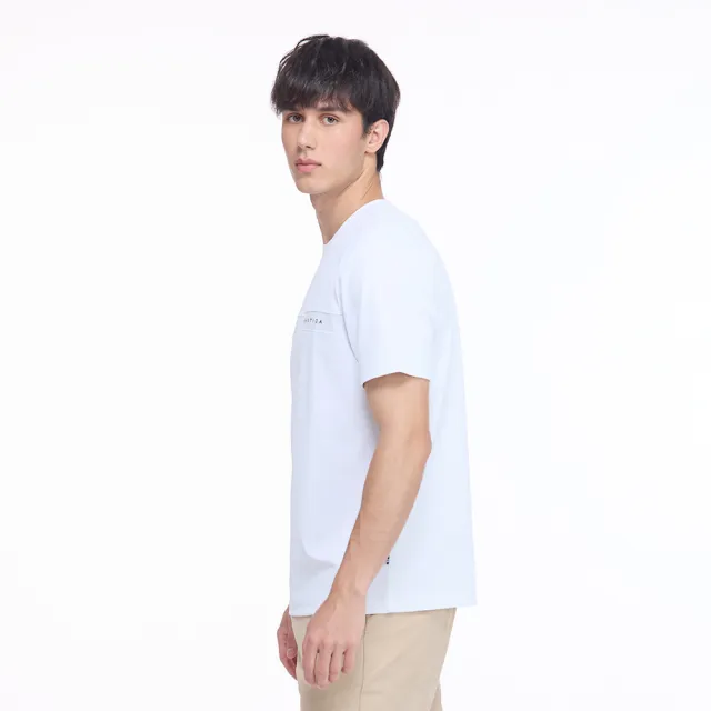 【NAUTICA】Nautica 官方旗艦 男裝 蠶絲極簡時尚品牌LOGO短袖T恤(白色)