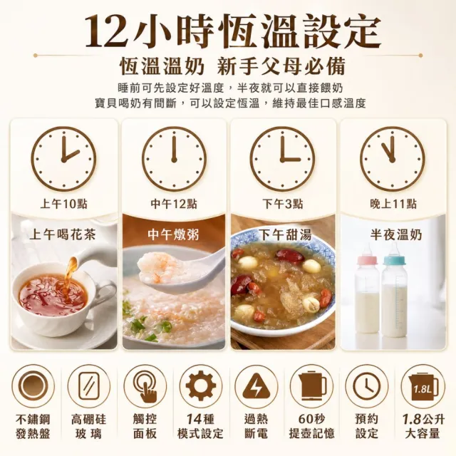 【Fujitek 富士電通】1.8L小白壺丨溫控萬用隨行小白壺養生壺 FTP-EB100(CP值爆表 1.8L大容量)