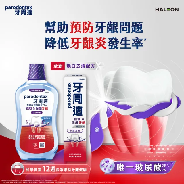 【Parodontax 牙周適】專業強韌護齦漱口水 500ml X3入(極淨薄荷)