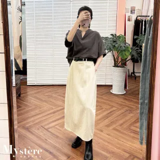 【my stere 我的時尚秘境】寬鬆氣球剪裁V領上衣 煙灰 飛鼠袖上衣 寬鬆上衣 oversize上衣 寬