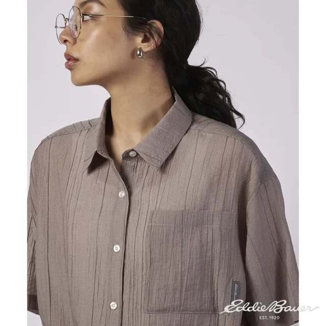 【Eddie Bauer】JAPAN EDITION 女性輕量透膚上衣 裸灰 E-5WSA-1819