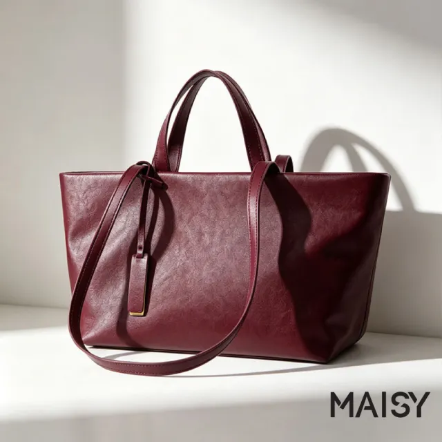 【MAISY】復古時尚啞光大容量質感單肩包 手提包 腋下包(酒紅色 / 椰棕色 / 黑色)